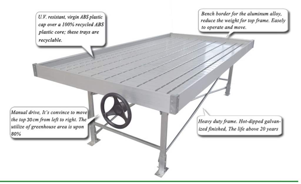 hydroponic rolling benches