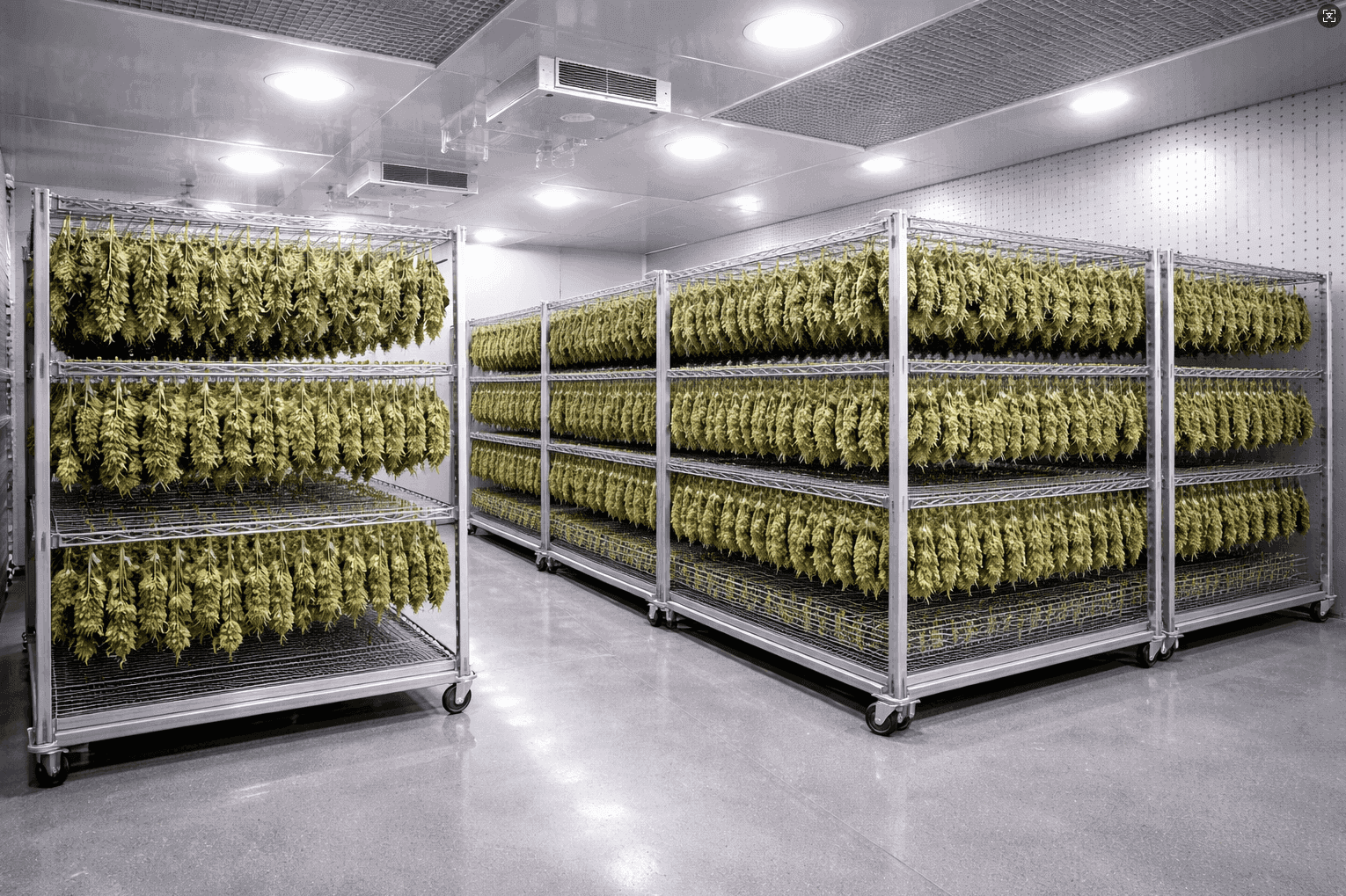 Commercial-grade multi-tier mobile drying rack system for high-density indoor facilities, featuring a stainless steel open-frame design for maximum vertical airflow. mobile-vertical-drying-rack-system